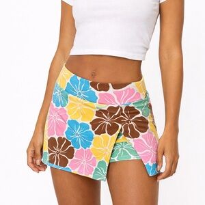 Free People Floral Micro Mini Skort Stretch Size Small